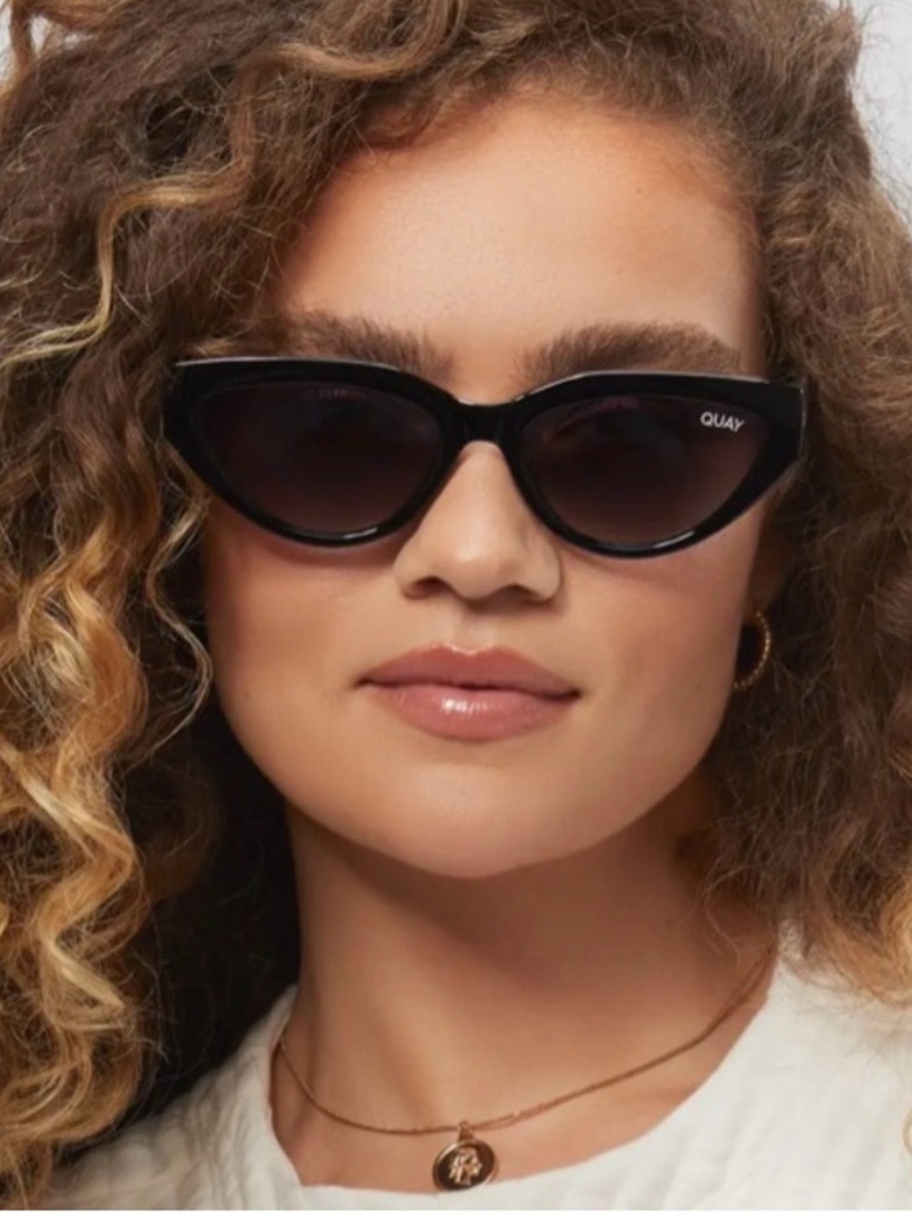 Quay Australia Black Cat Eye Sunglasses with Dark Lenses